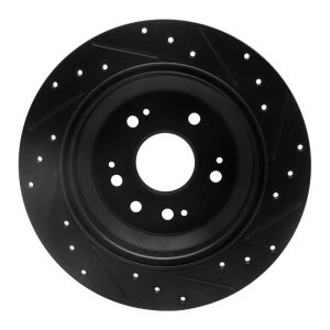 Honda Crosstour Brake Rotor (1) - Rear Left - R1 Concepts - Drilled & Slotted - Black - `10-`15